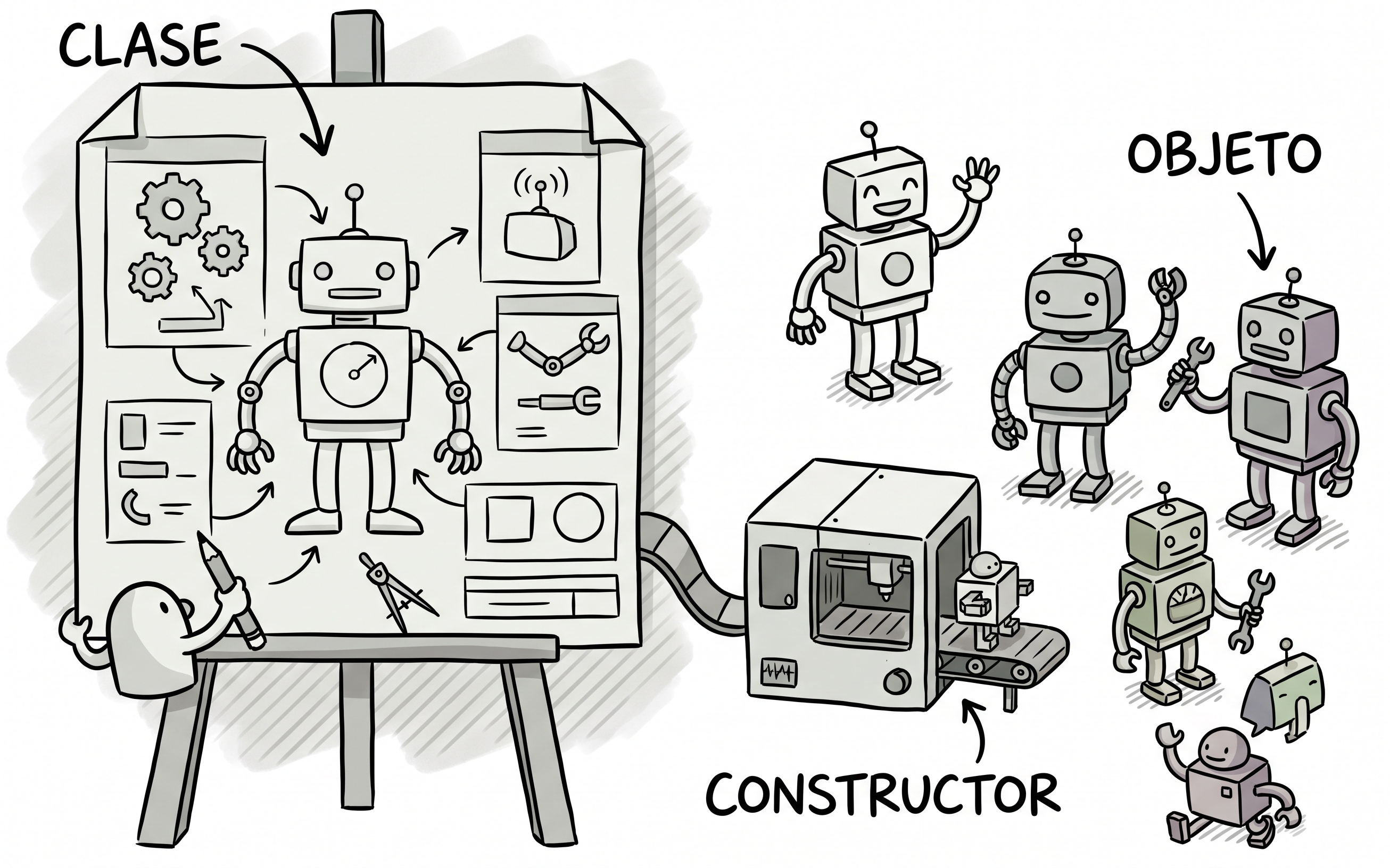 Representación intuitiva del constructor y miembros de clase